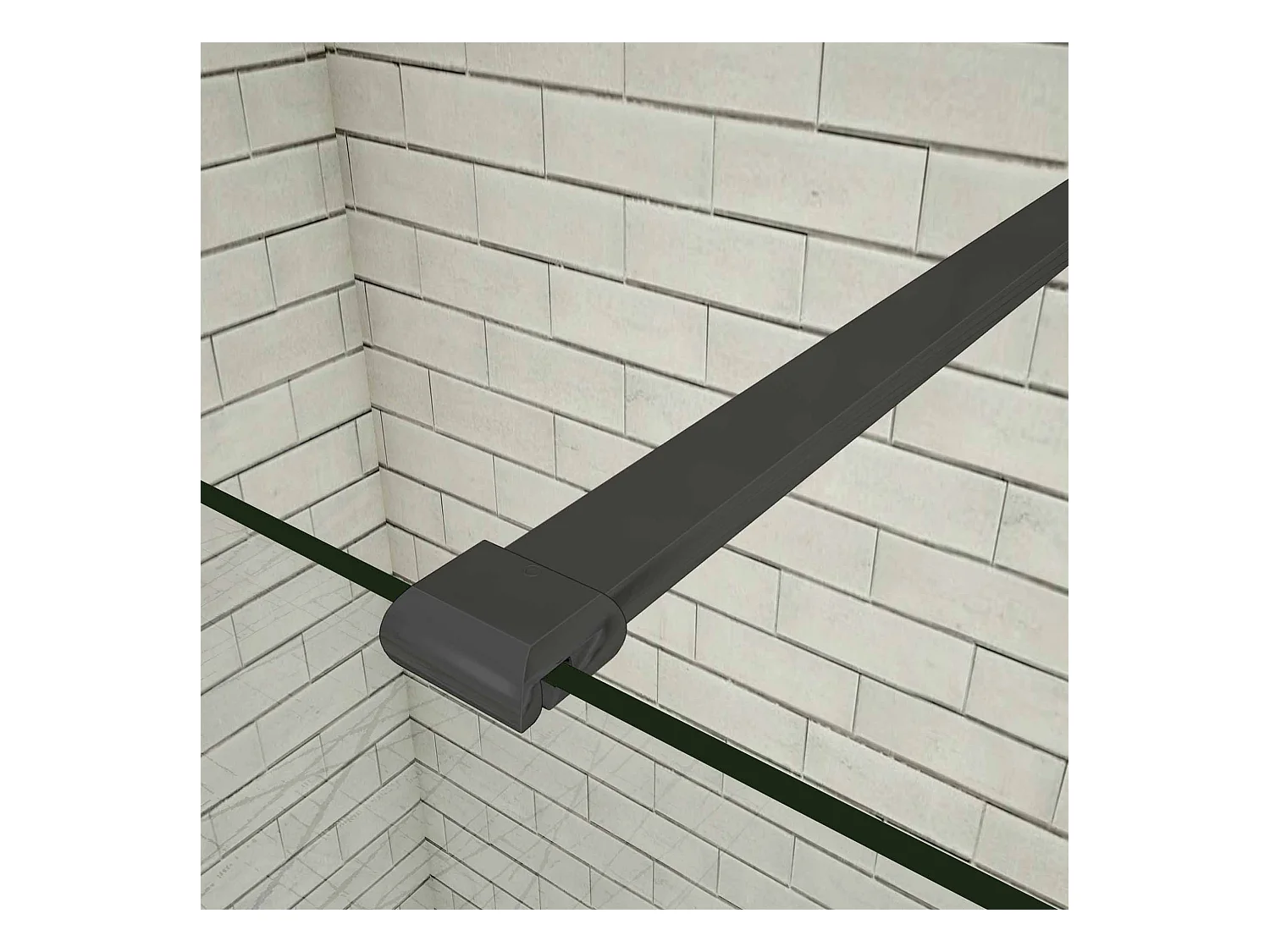 Walkin Panel de ducha Mampara con Película de Seguridad a Prueba de Explosiones Perfil Negro mate con Barra1 de 90cm Tamaño (118-120)x200cm-AICA