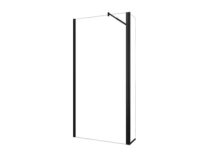 Walkin Mampara Panel de ducha 2 hojas Panel fijo+Lateral giratorio Vidrio 8mm Antical con Barra Negra mate 70-120cm Tamaño[(73.9-75.9)+40]x200cm-AICA
