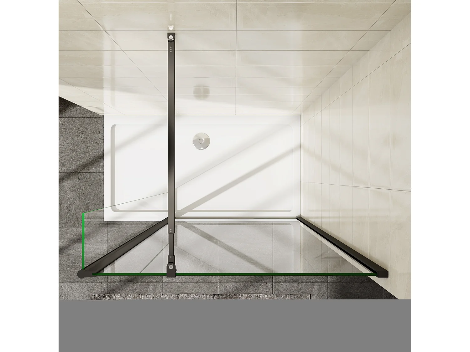 Painel de duche Movível Borda serigráfica preta 2folhas Vidro 8mm Anticalcário com Barra Preta 73-120cm Tamanho[(93.9-95.9)+30]x200cm-AICA