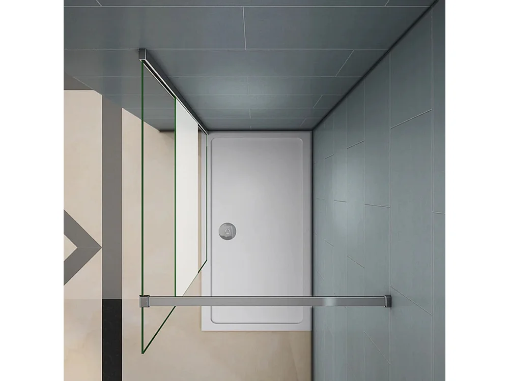 Panel de ducha Serigrafiado Central Vidrio 8mm con Película de Seguridad a Prueba de Explosiones (68-70)x200cm con Barra1 140cm-AICA