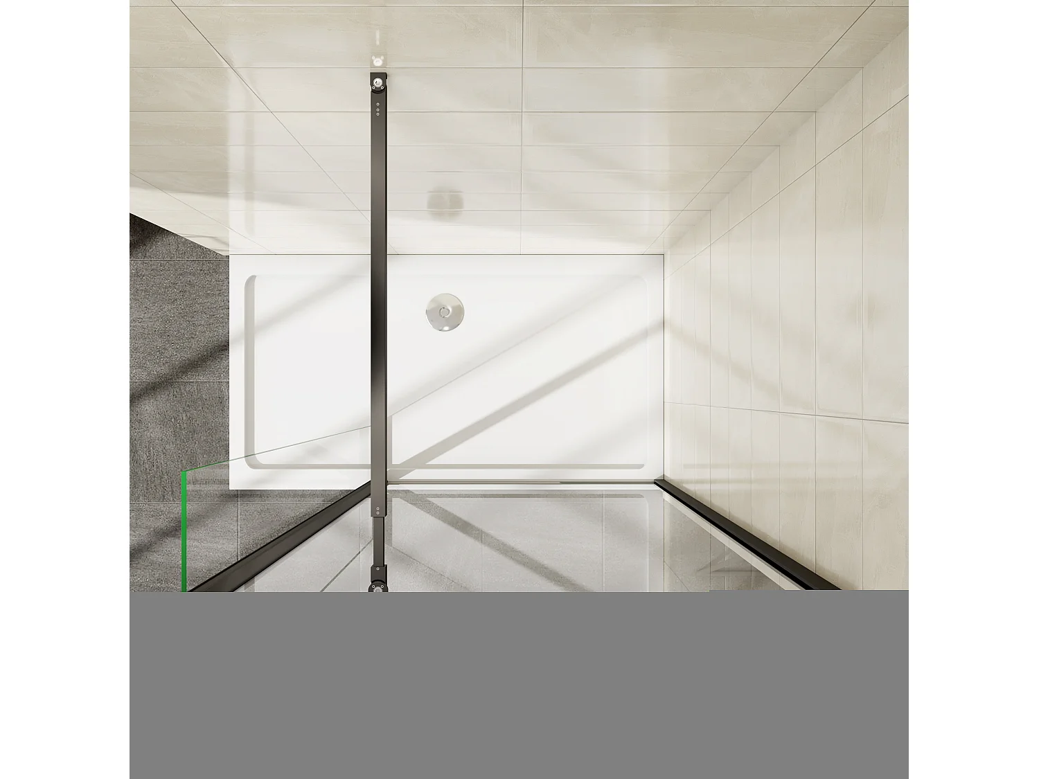 Painel de duche Movível Borda serigráfica preta 2folhas Vidro 8mm Anticalcário com Barra Preta 73-120cm Tamanho[(83.9-85.9)+30]x200cm-AICA