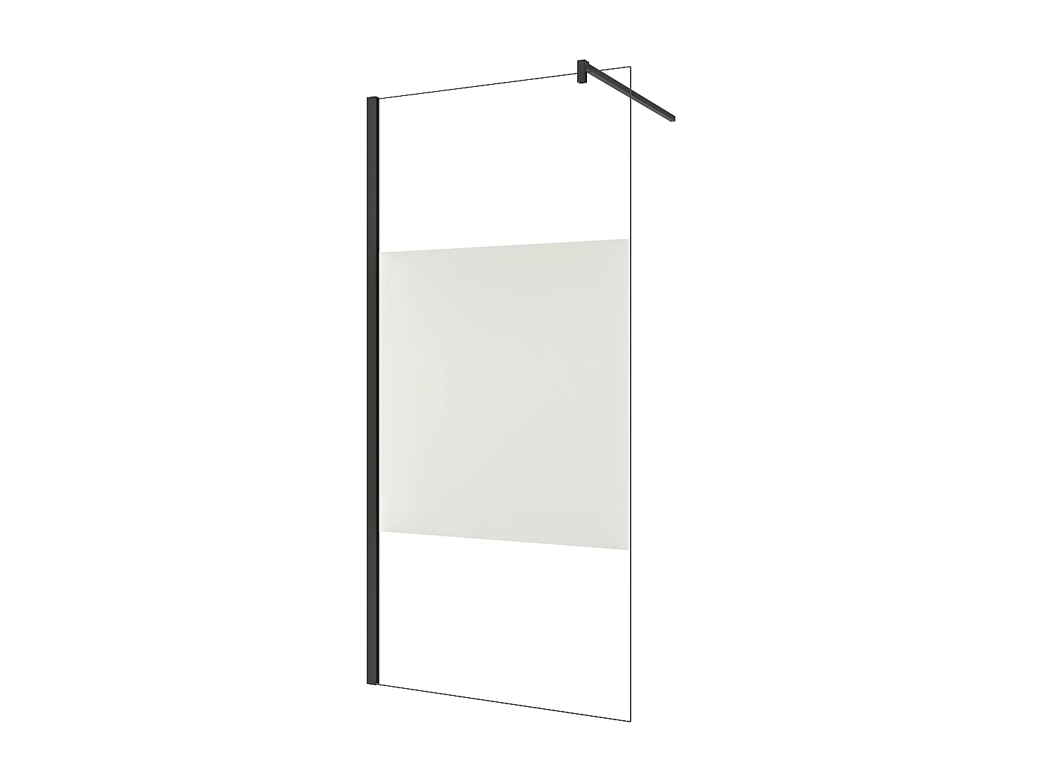 Painel de duche Fixo Impressão de tela central Vidro 8mm com Filme de Segurança à Prova de Explosão (68-70)x200cm com Barra Preta fosca 140cm-AICA