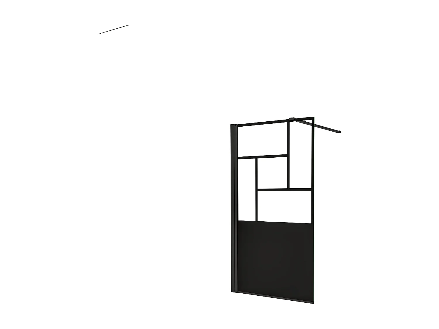 Walkin Mampara Panel de ducha Pantalla Panel Fijo estilo industrial Cristal Antical 8mm con Barra1 90cm Perfil Negro Mate,(977-1000)x2000mm-AICA