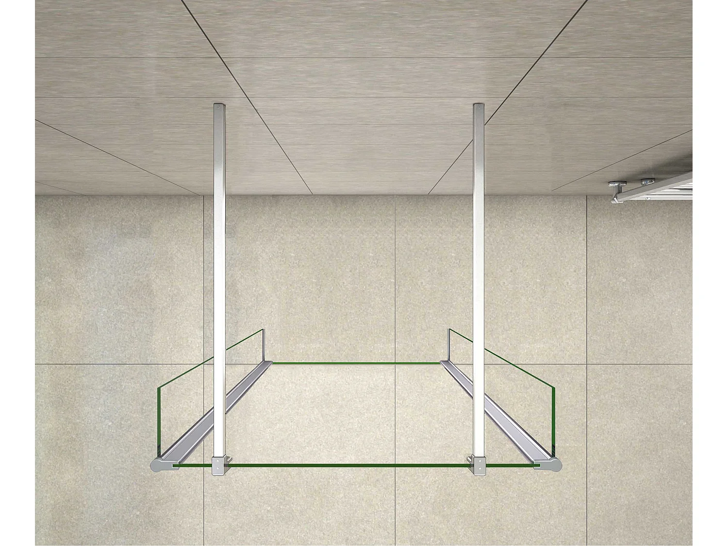 Painel de duche Movível Vidro Anti-calcário 8mm com Duas laterales giratorios de 30cm y Duas barras 90cm Tamanho(149.5-203.7)x200cm-AICA