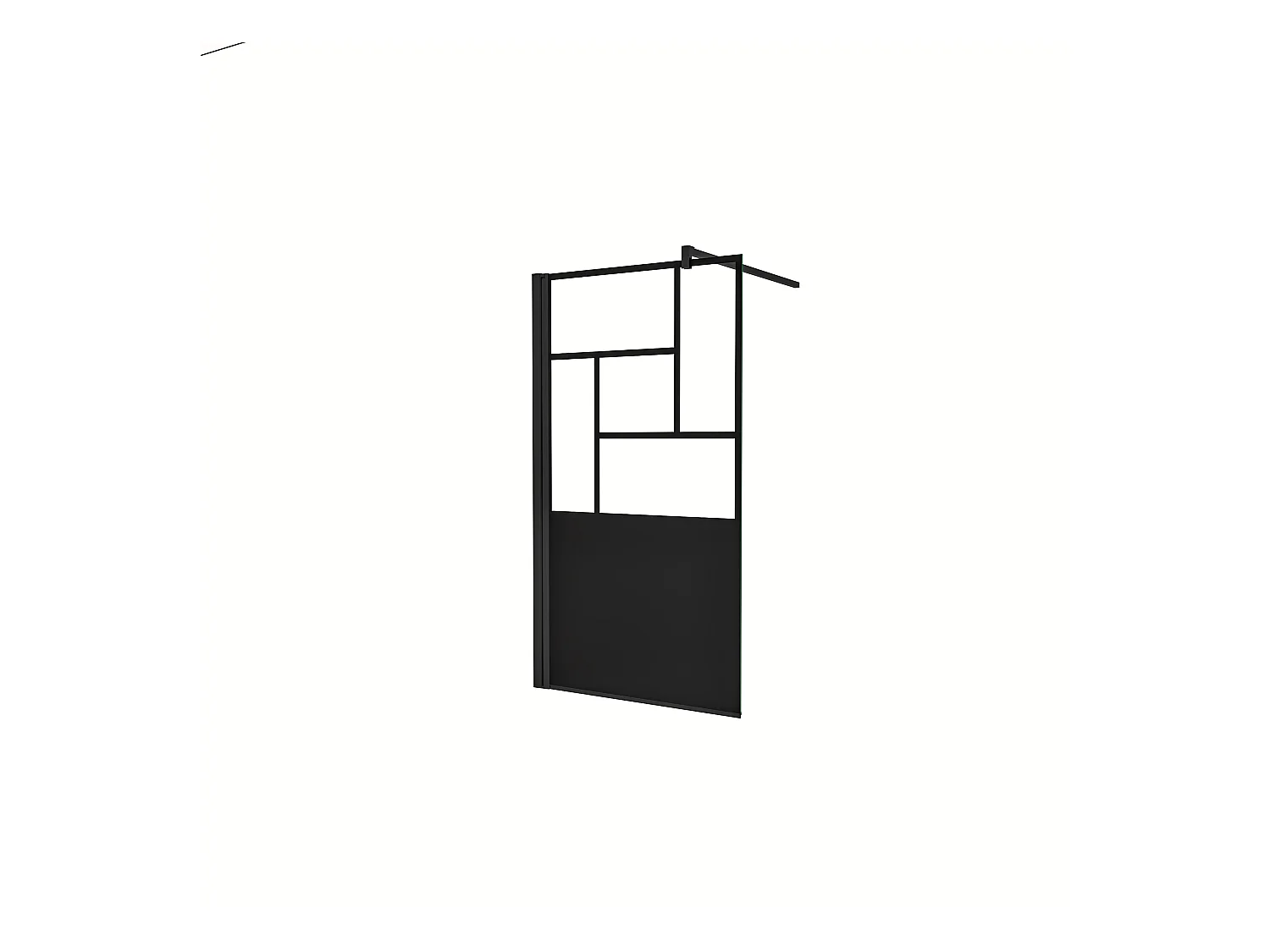 Walkin painel de duche ecrã fixo estilo industrial vidro anti-cal 8mm com barra de 140cm perfil preto fosco,(1177-1200)x2000mm-AICA