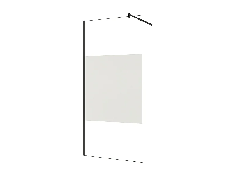 Panel de ducha Serigrafiado Central Vidrio 8mm con Película de Seguridad a Prueba de Explosiones (78-80)x200cm con Barra Negra mate 70-120cm-AICA