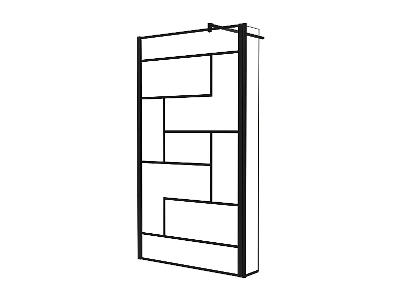 Painel de duche Movível Linha preta serigrafia 2 folhas Vidro 8mm Anticalcário com Barra Preta fosca 140cm Tamanho[(83.9-85.9)+30]x200cm-AICA