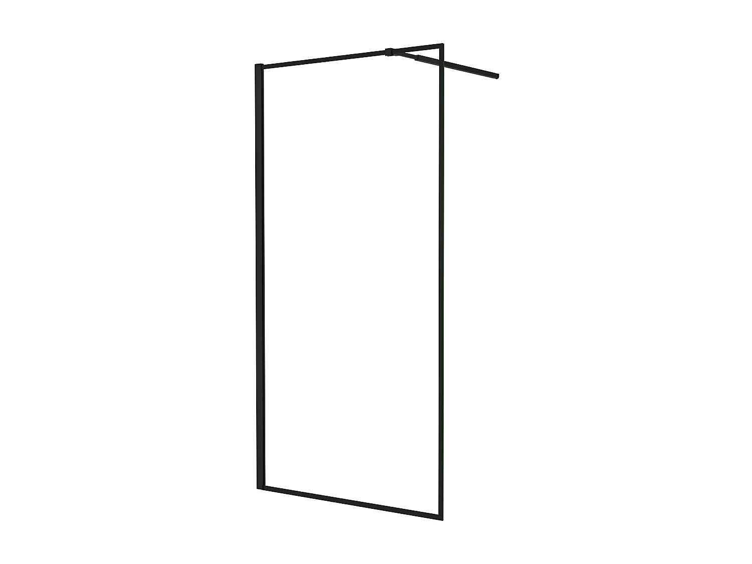 Painel de duche Fixo Borda serigráfica preta Vidro Anti-calcário 8mm com Barra 73-120cm Perfil Preto fosco (98-100)x200cm-AICA