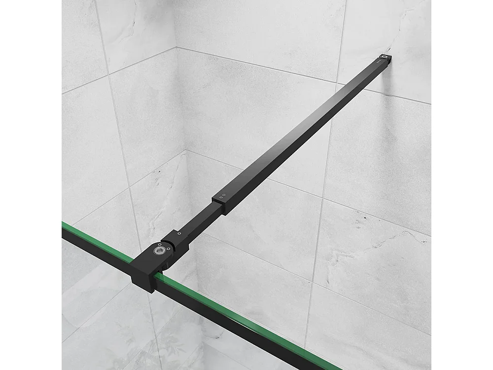 Painel de duche Fixo Borda serigráfica preta Vidro Anti-calcário 8mm com Barra 73-120cm Perfil Preto fosco (98-100)x200cm-AICA