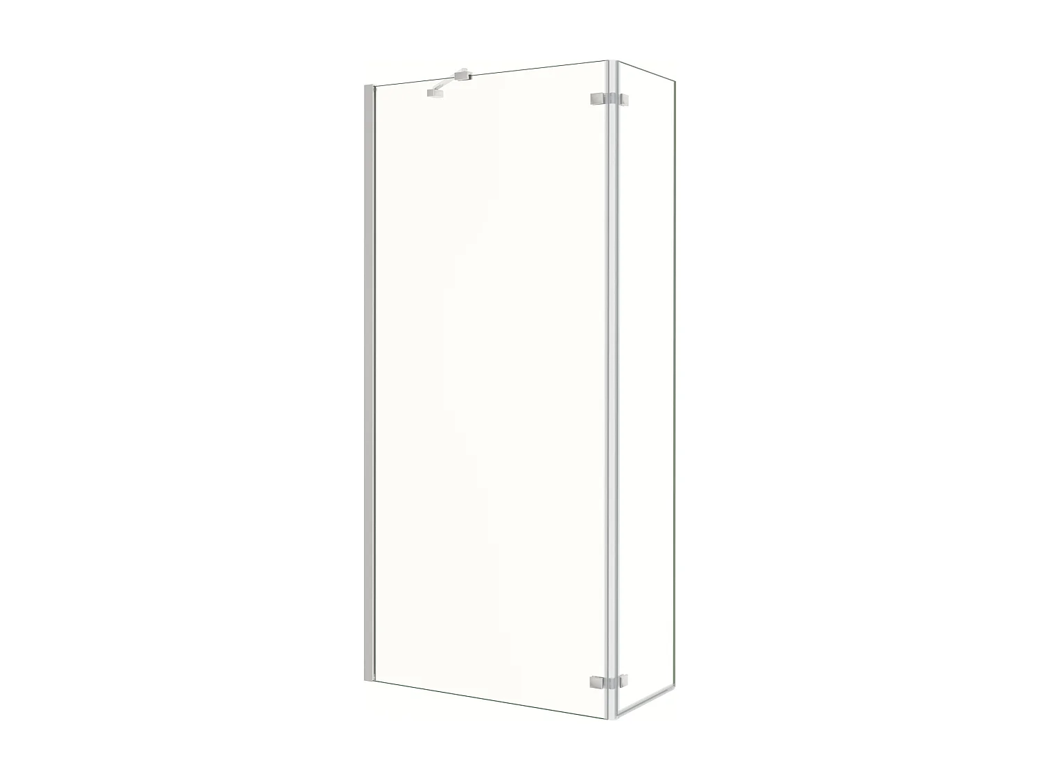 Painel de duche Fixo 2 folhas com Dobradiça Painel fixo+giratório Vidro Anti-calcário 8mm com Barra Fixa 45cm Perfil cromado ([88-90]+40)x200cm-AICA