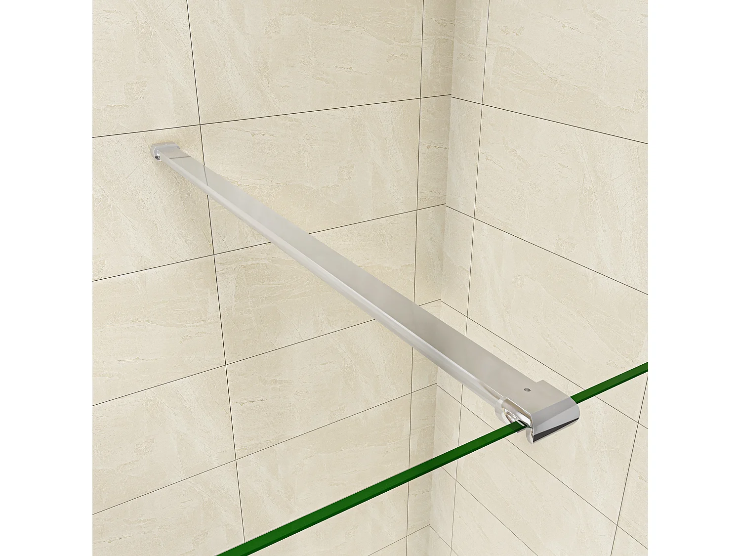 Painel de duche Movível com Película de Segurança+Lado Giratório Vidro 8mm com Barra1 fixa 90cm Tamanho[(103.9-105.9)+40]x200cm-AICA