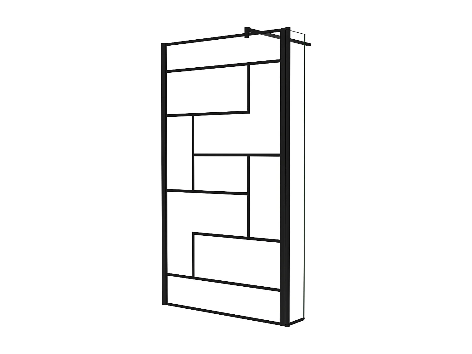 Painel de duche Movível Linha preta serigrafia 2 folhas Vidro 8mm Anticalcário com Barra Preta fosca 140cm Tamanho[(113.9-115.9)+40]x200cm-AICA