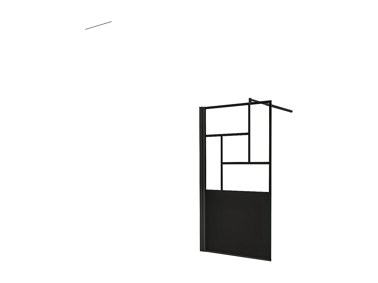 Walkin Painel de Duche Painel Fixo Estilo Industrial Vidro Anti-Cal 8mm com Barra 70-120cm Perfil Preto Mate,(1177-1200)x2000mm-AICA