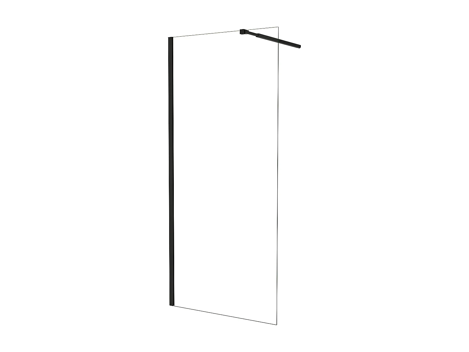 Resguardo frontal de duche sem moldura exterior,vidro temperado anti-calcário de 5mm com barra de 73-120cm,perfil Preto Mate,(680-700)x1900mm-AICA