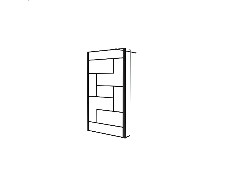 Painel de duche Movível Linha preta serigrafia 2 folhas Vidro 8mm Anticalcário com Barra1 Preta fosca 90cm Tamanho[(103.9-105.9)+40]x200cm-AICA