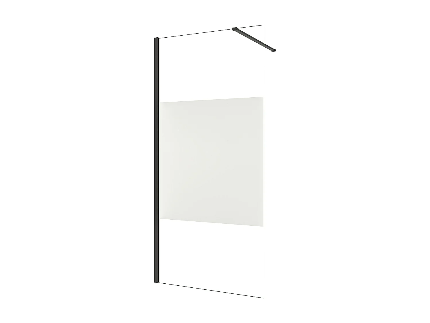 Painel de duche Fixo Impressão de tela central Vidro 8mm com Filme de Segurança à Prova de Explosão (118-120)x200cm com Barra1 Preta fosca 90cm-AICA