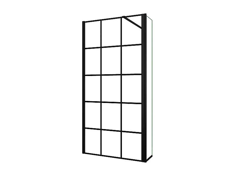 Painel de duche Movível Serigrafia em treliça quadrada 2 folhas Vidro 8mm Anti-calcário com Barra1 Preta 90cm Tamanho[(103.9-105.9)+40]x200cm-AICA