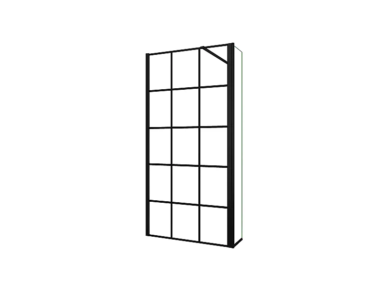 Walkin Mampara Panel de ducha Serigrafiado de celosía cuadrada 2 hojas Vidrio 8mm Antical con Barra1 Negra mate 90cm Tamaño[(83.9-85.9)+40]x200cm-AICA