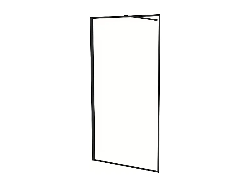 Painel de duche Fixo Borda serigráfica preta Vidro Anti-calcário 8mm com Barra1 90cm Perfil Preto fosco (68-70)x200cm-AICA