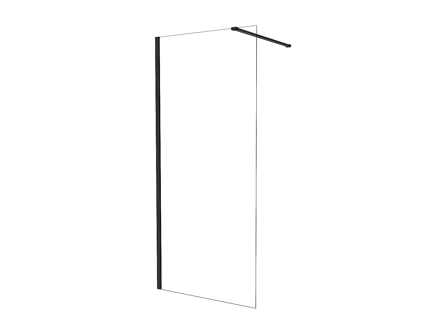 Resguardo frontal de duche sem moldura exterior,vidro temperado anti-calcário de 5mm com 1 barra de 90cm,perfil Preto Mate,(680-700)x1900mm-AICA