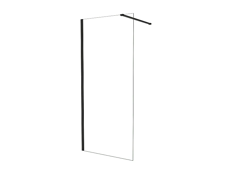 Resguardo frontal de duche sem moldura exterior,vidro temperado anti-calcário de 5mm com 1 barra de 90cm,perfil Preto Mate,(680-700)x1900mm-AICA
