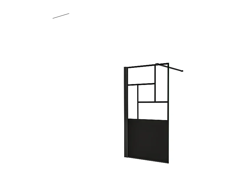 Walkin Painel de Duche Painel Fixo Estilo Industrial Vidro Anti-Cal 8mm com Bar1 90cm Perfil Preto Fosco,(877-900)x2000mm-AICA