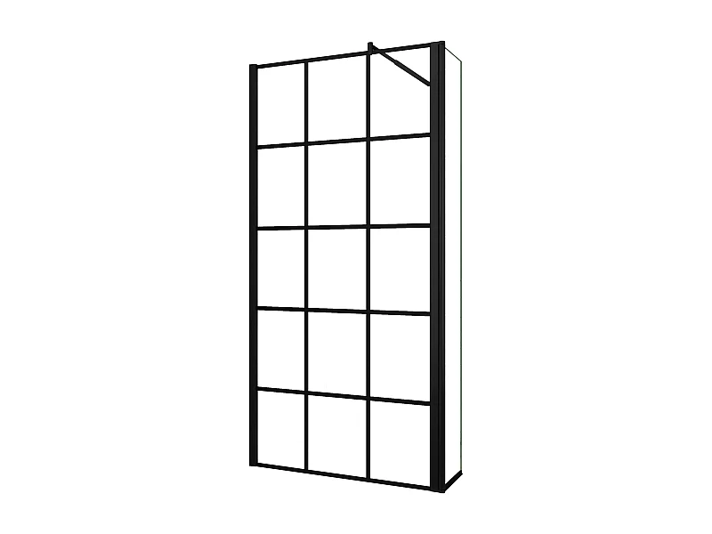 Painel de duche Movível Treliça quadrada serigrafada 2folhas Vidro 8mm Anticalcário com Barra Preta 70-120cm Tamanho[(113.9-115.9)+30]x200cm-AICA