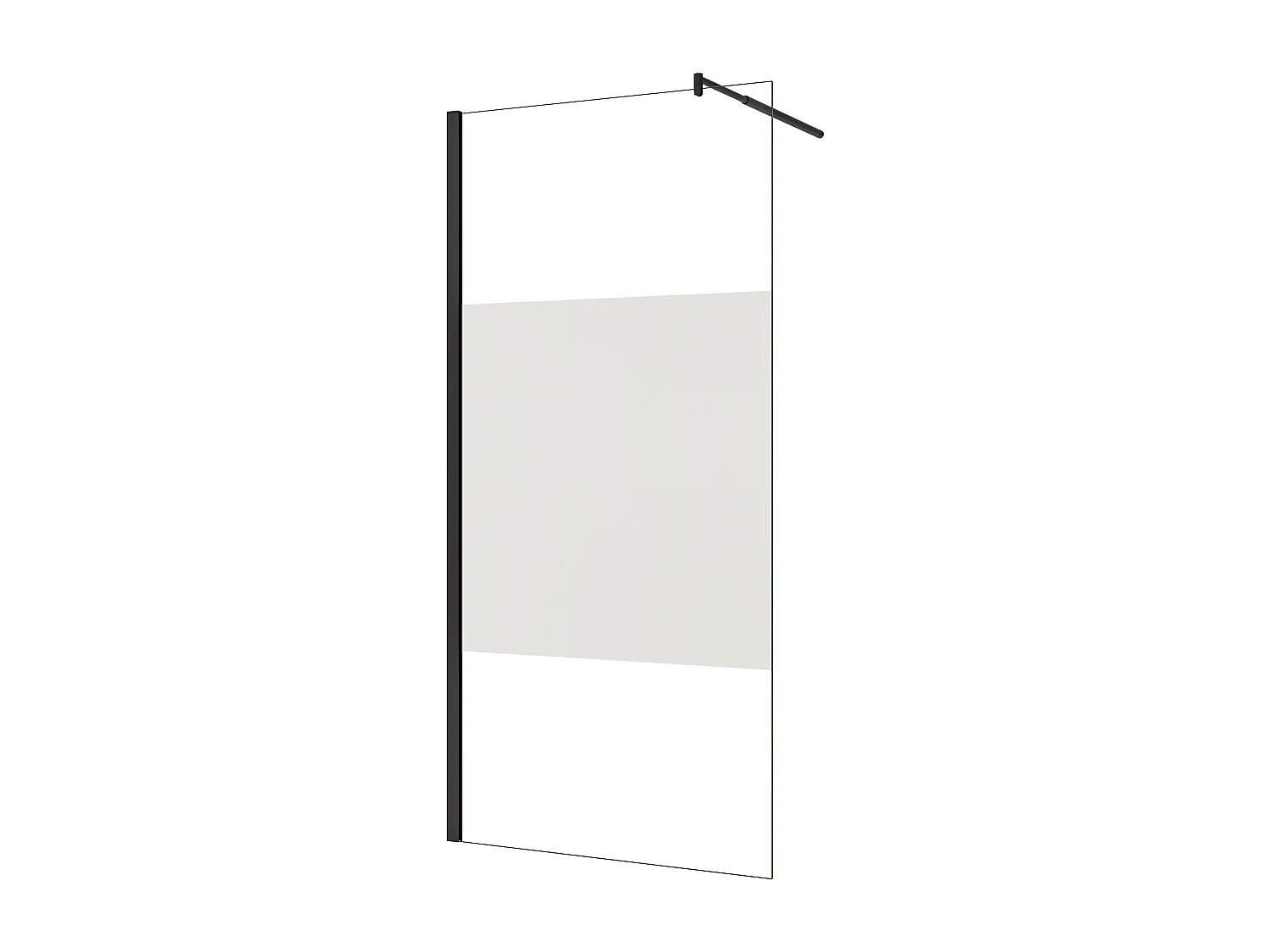 Painel de duche Fixo Impressão de tela central Vidro 8mm com Filme de Segurança à Prova de Explosão (108-110)x200cm+Barra Preta fosca 70-120cm-AICA