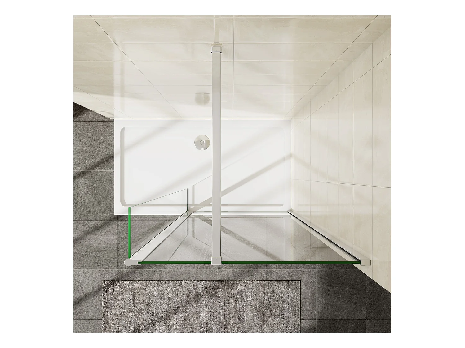 Walkin Mampara Panel de ducha 2 hojas un Panel fijo+un Lateral giratorio Vidrio 8mm Antical con Barra1 90cm Tamaño[(133.9-135.9)+30]x200cm-AICA