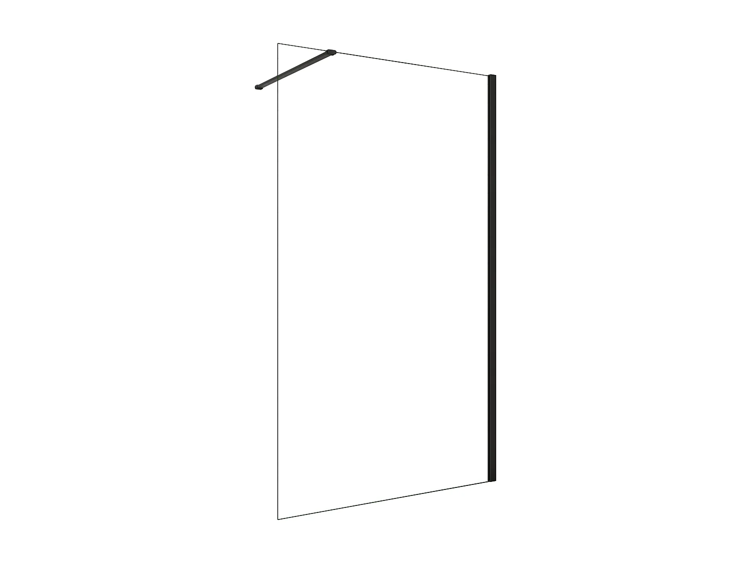Walkin Panel de ducha Mampara con Película de Seguridad a Prueba de Explosiones Perfil Negro mate con Barra1 de 90cm Tamaño (78-80)x200cm-AICA