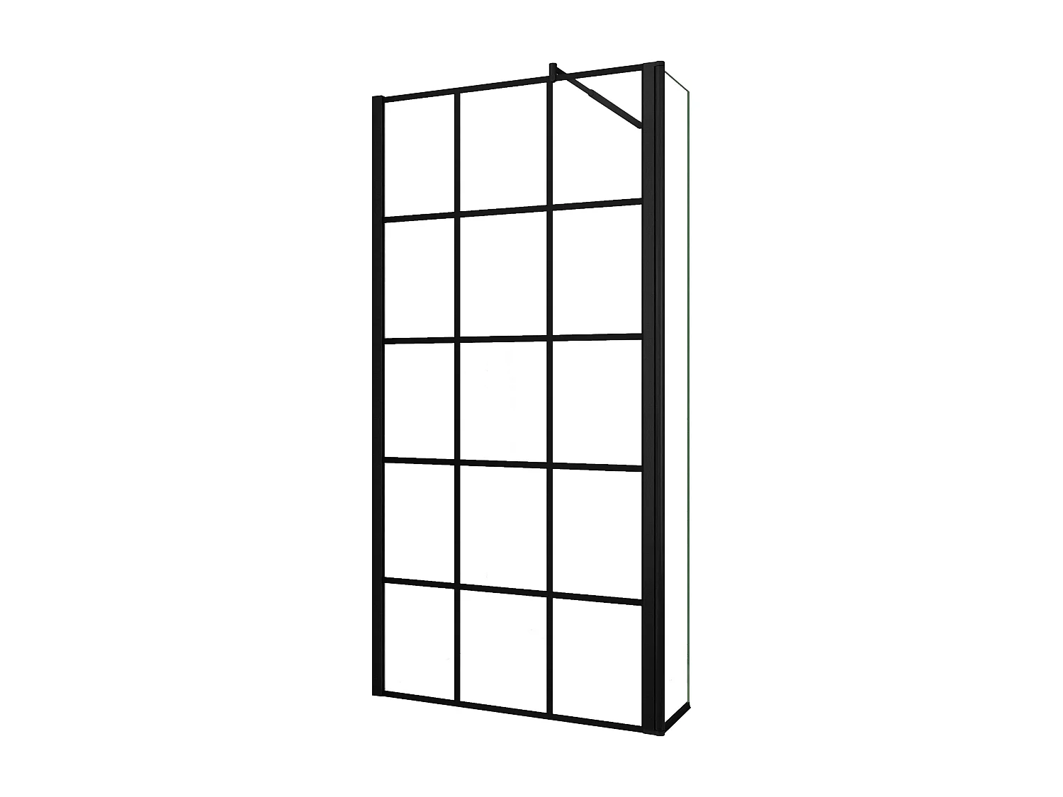 Painel de duche Movível Treliça quadrada serigrafada 2folhas Vidro 8mm Anticalcário com Barra Preta 70-120cm Tamanho[(83.9-85.9)+40]x200cm-AICA