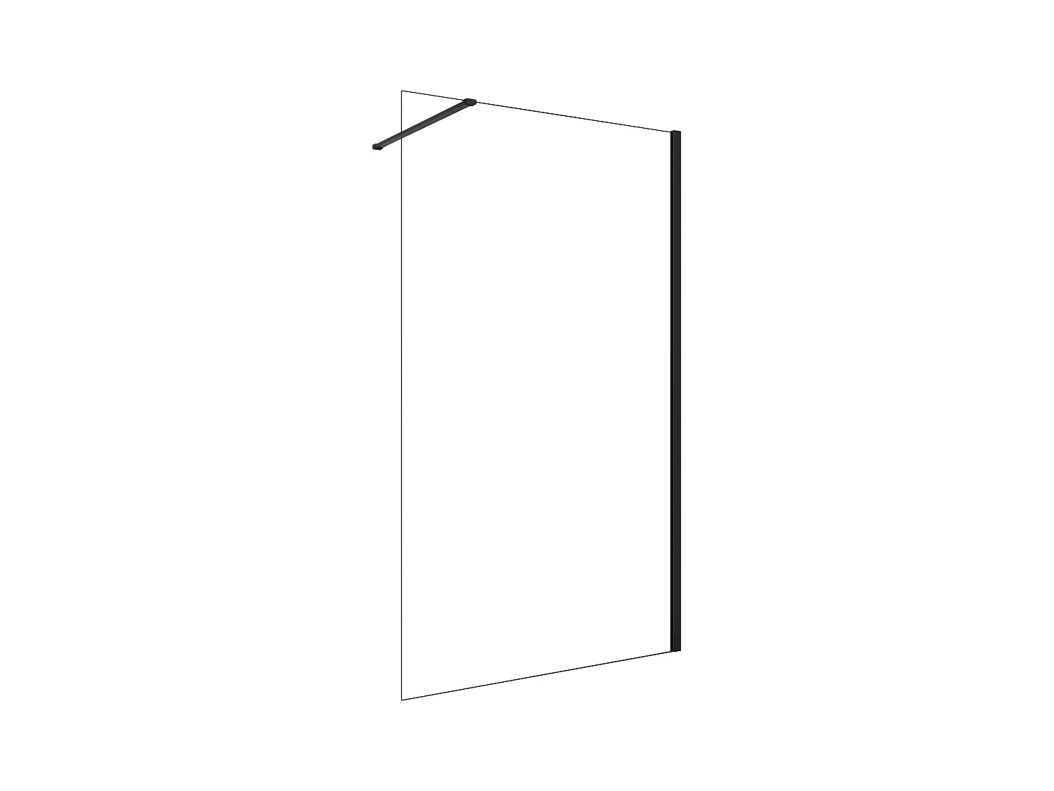 Walkin Mampara Panel de ducha una hoja Perfil Negro mate Vidrio Antical de 8mm con una Barra1 de 90cm Tamaño (98-100)x200cm-AICA