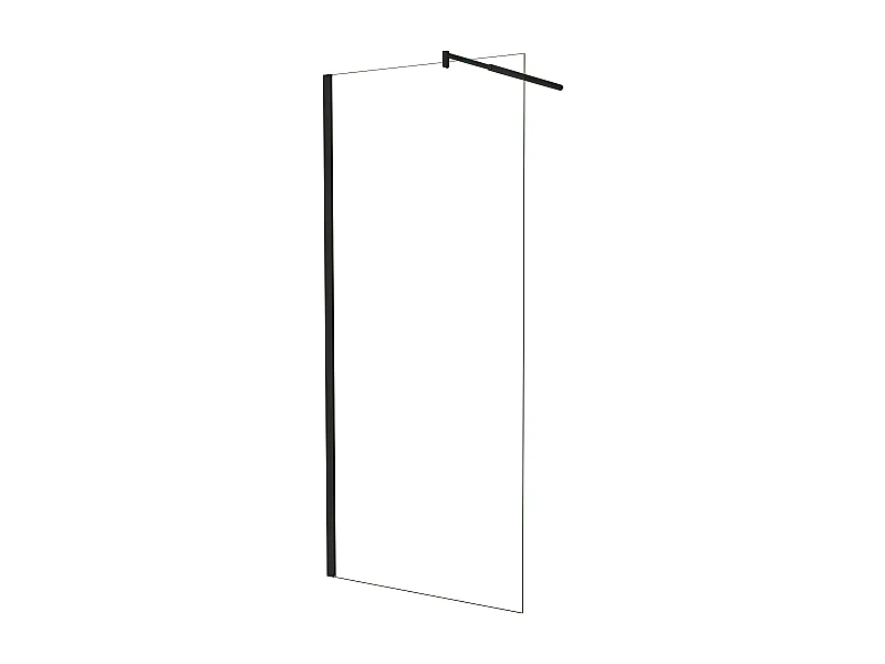 Resguardo frontal de duche sem moldura exterior,vidro temperado anti-calcário de 5mm com barra de 70-120cm,perfil Preto Mate,(680-700)x1900mm-AICA