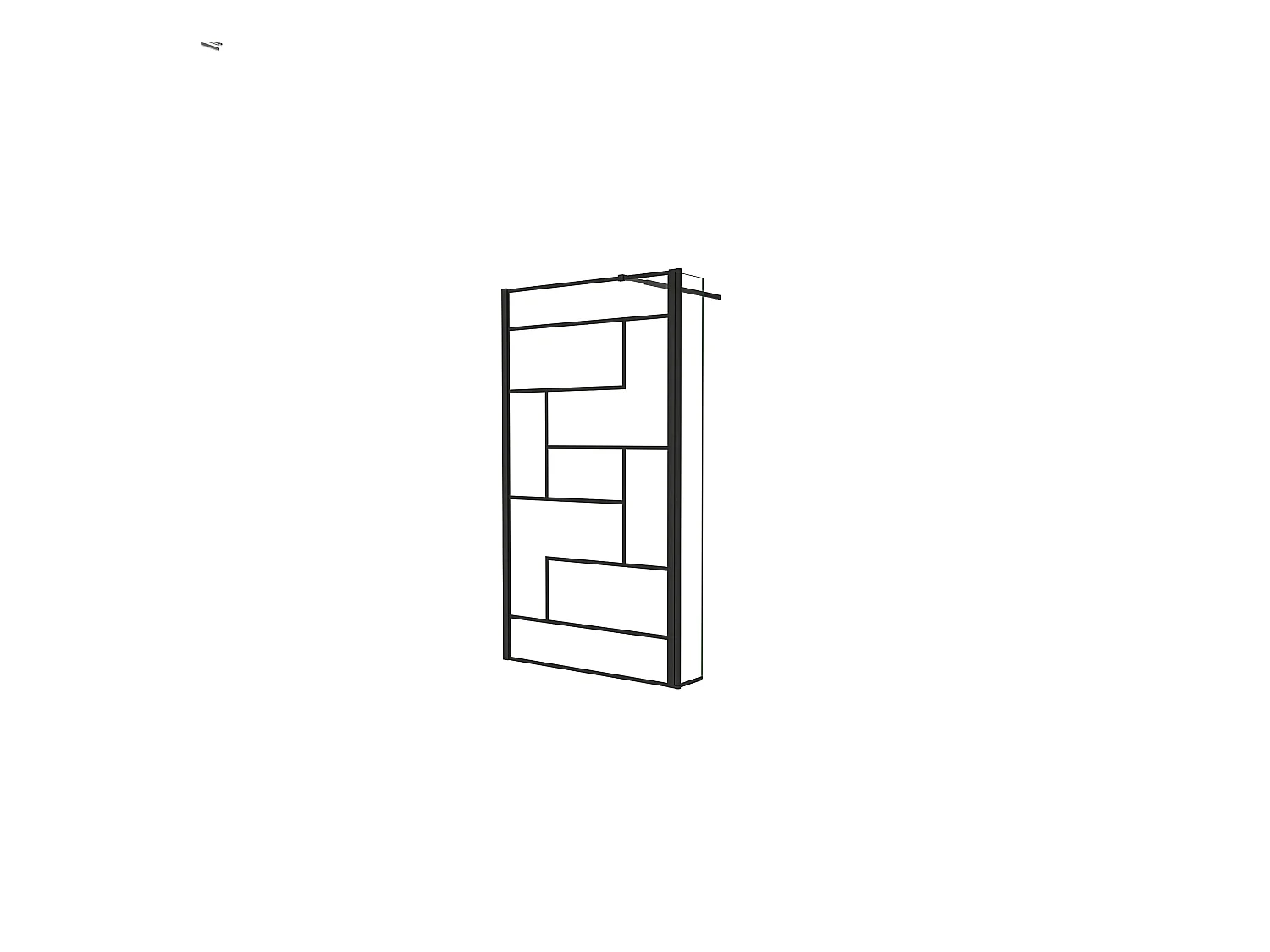 Painel de duche Movível Linha preta serigrafia 2 folhas Vidro 8mm Anticalcário com Barra Preta fosca 73-120cm Tamanho[(113.9-115.9)+30]x200cm-AICA