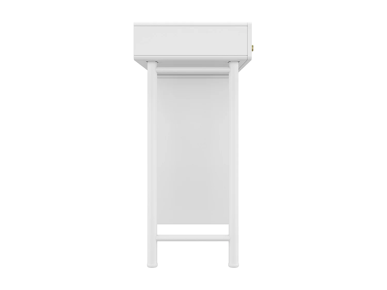 Toletta, cassettiera a 6 cassetti, tre ripiani, sei cassetti, include armadietti laterali scorrevoli, senza sedie né specchi, bianco, 180x40x85cm