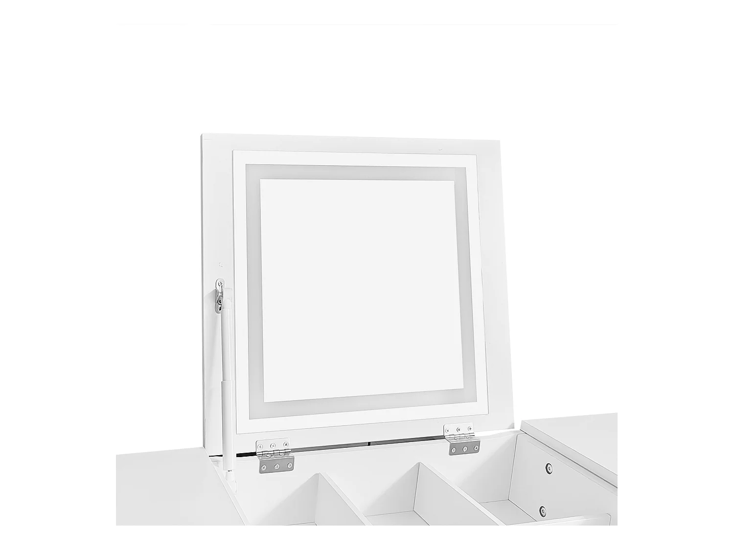 Coiffeuse Comprend un miroir LED à luminosité réglable,Table de rangement à 4 tiroirs,Bureau univer,Sans chaises,Blanc