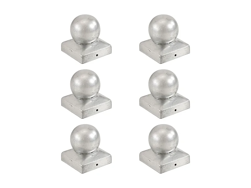 Tappi per pali 6 pz Globo finale Metallo zincato 71x71 mm