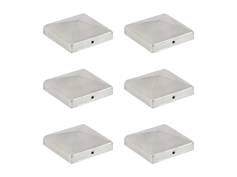 Tappi per pali recinzione 6 pz. Metallo zincato 101x101 mm