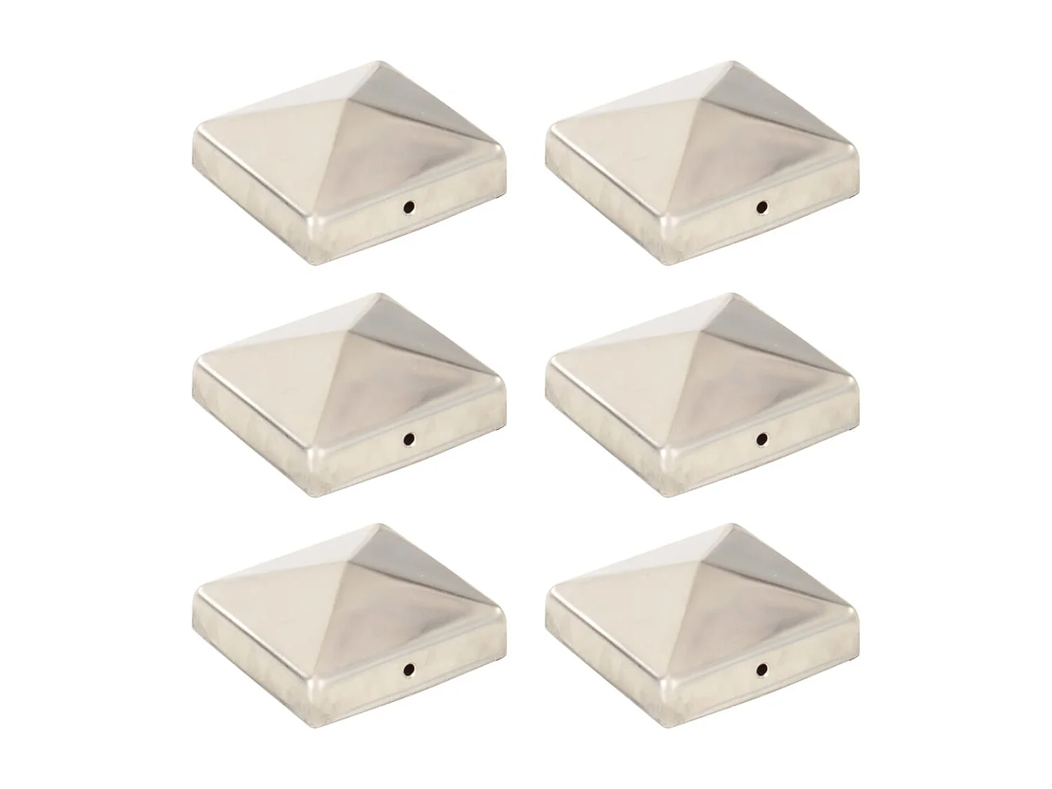 Tappi per recinzione piramidale 6 pz. Acciaio inox 81x81 mm