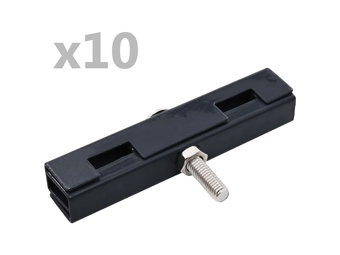 Set van 10 antracietkleurige U-vormige tuinmatverbinders