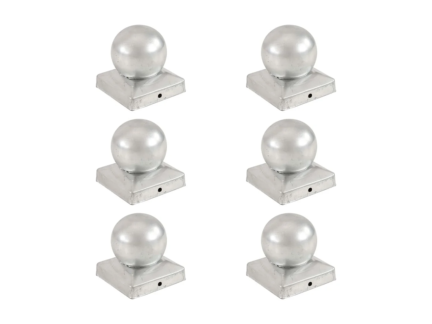 Tampas de poste 6 peças Globo final Metal galvanizado 91x91 mm