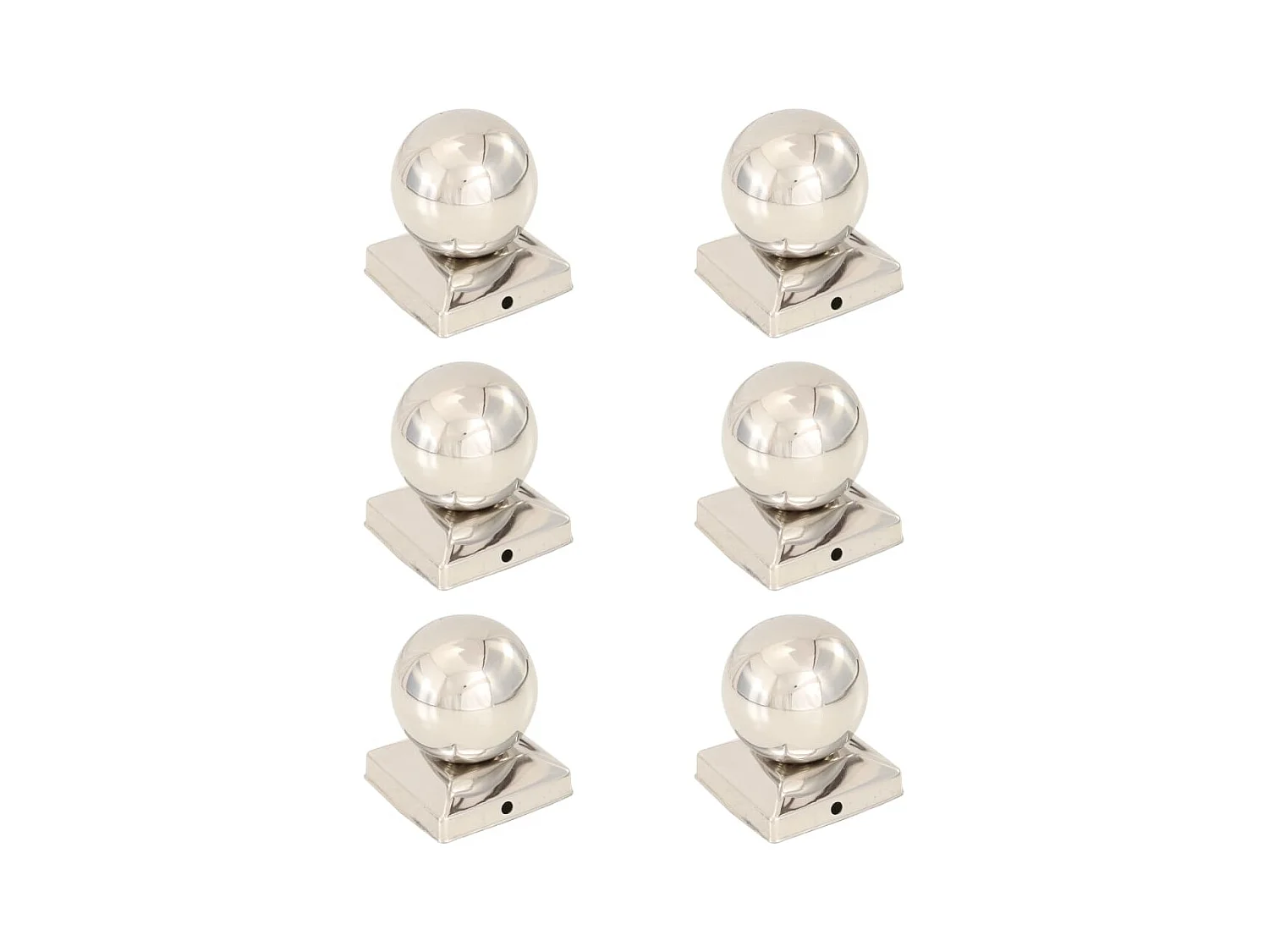 Bouchons de poteau 6 pcs Globe final Acier inoxydable 91x91 mm