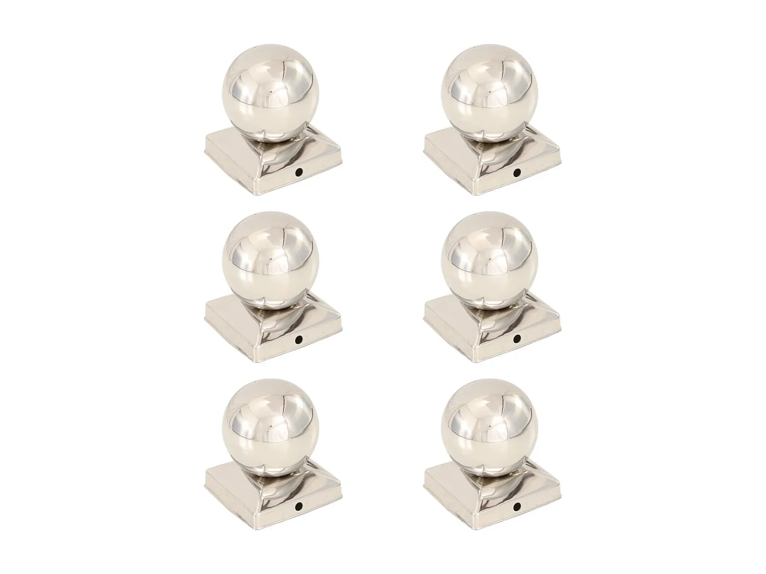 Bouchons de poteau 6 pcs Globe final Acier inoxydable 91x91 mm
