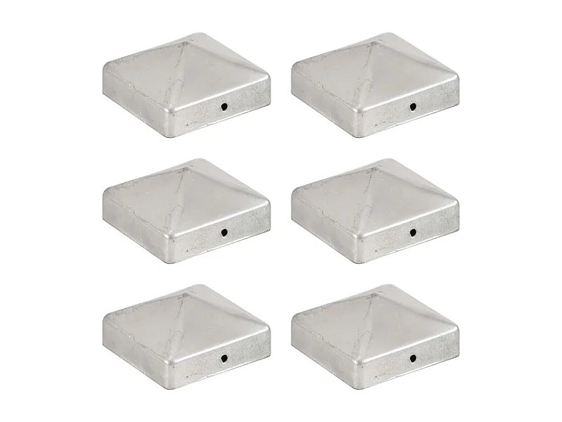 Tappi per pali recinzione 6 pz. Metallo zincato 71x71 mm