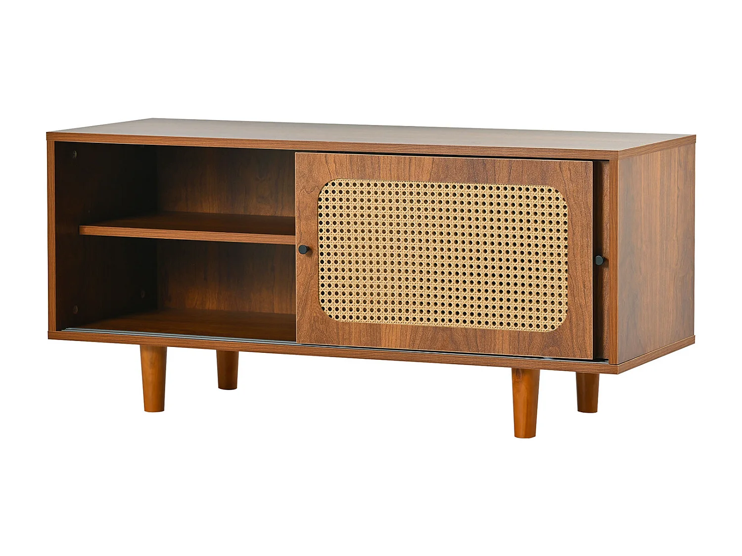 Meuble à chaussures en rotin avec étagères réglables, noyer, 104*40*48 cm