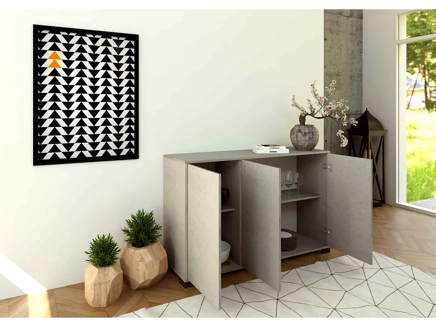 Kommode 3 Türen 130x40x83 cm Lumina cashmere