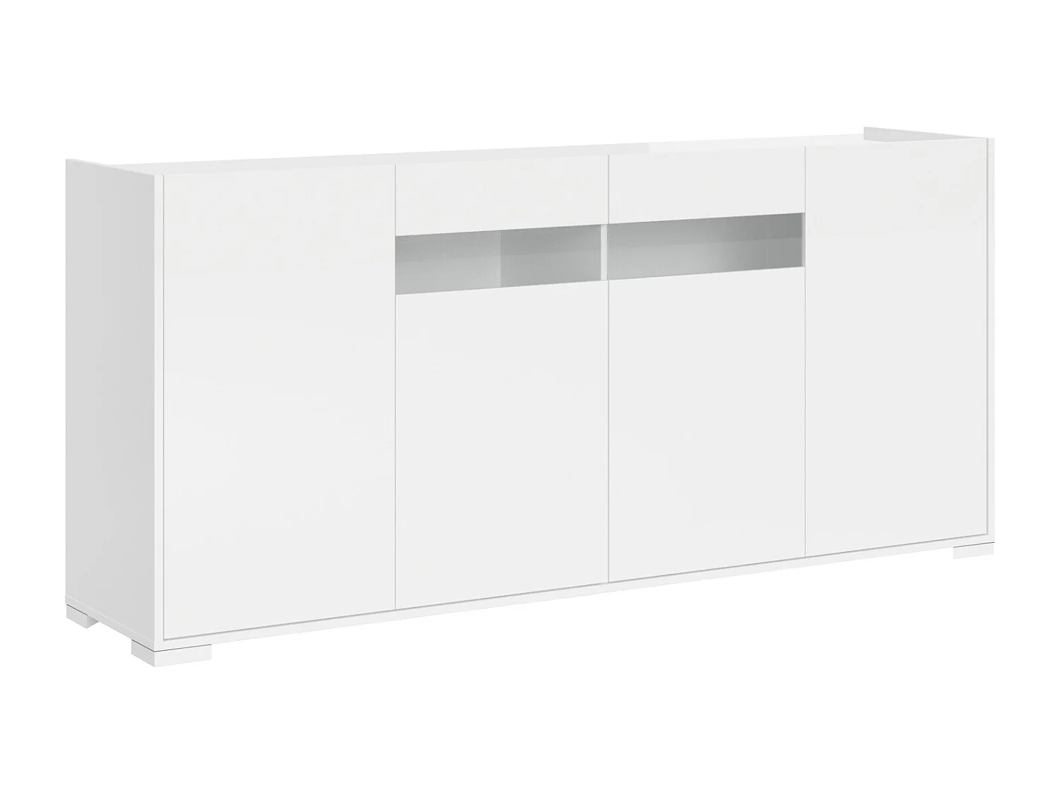 Buffet bas 4 portes 172x40x81 cm Riflesso blanc brillant