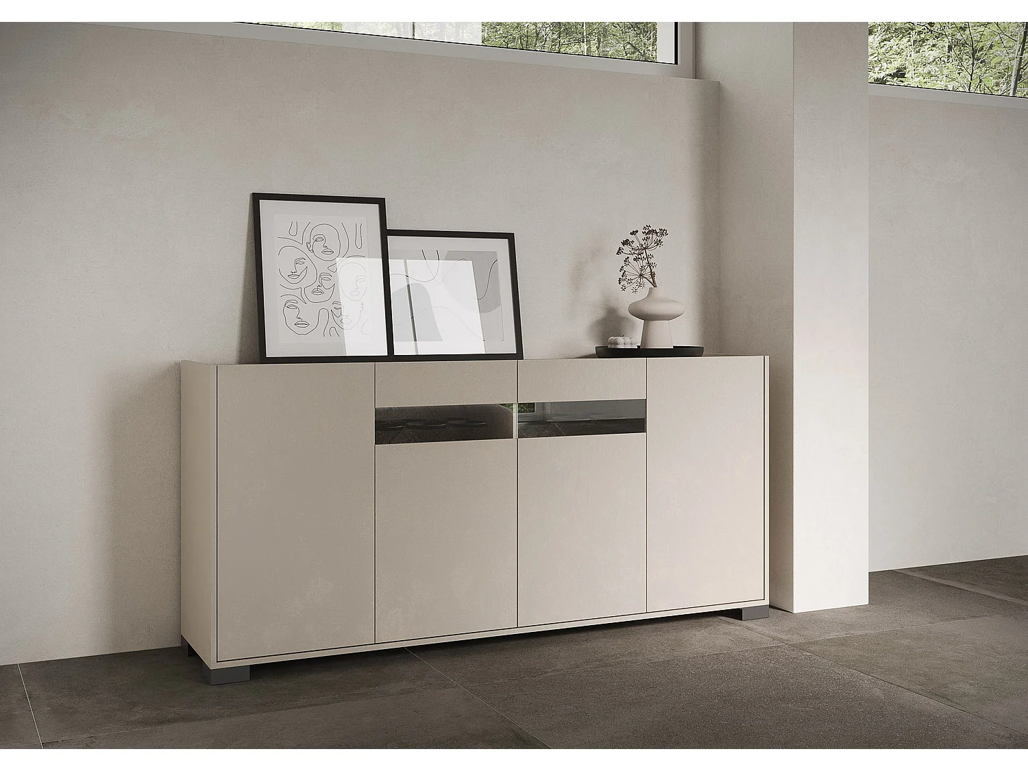 Aparador bajo 4 puertas 174x40x81 cm Riflesso cachemira