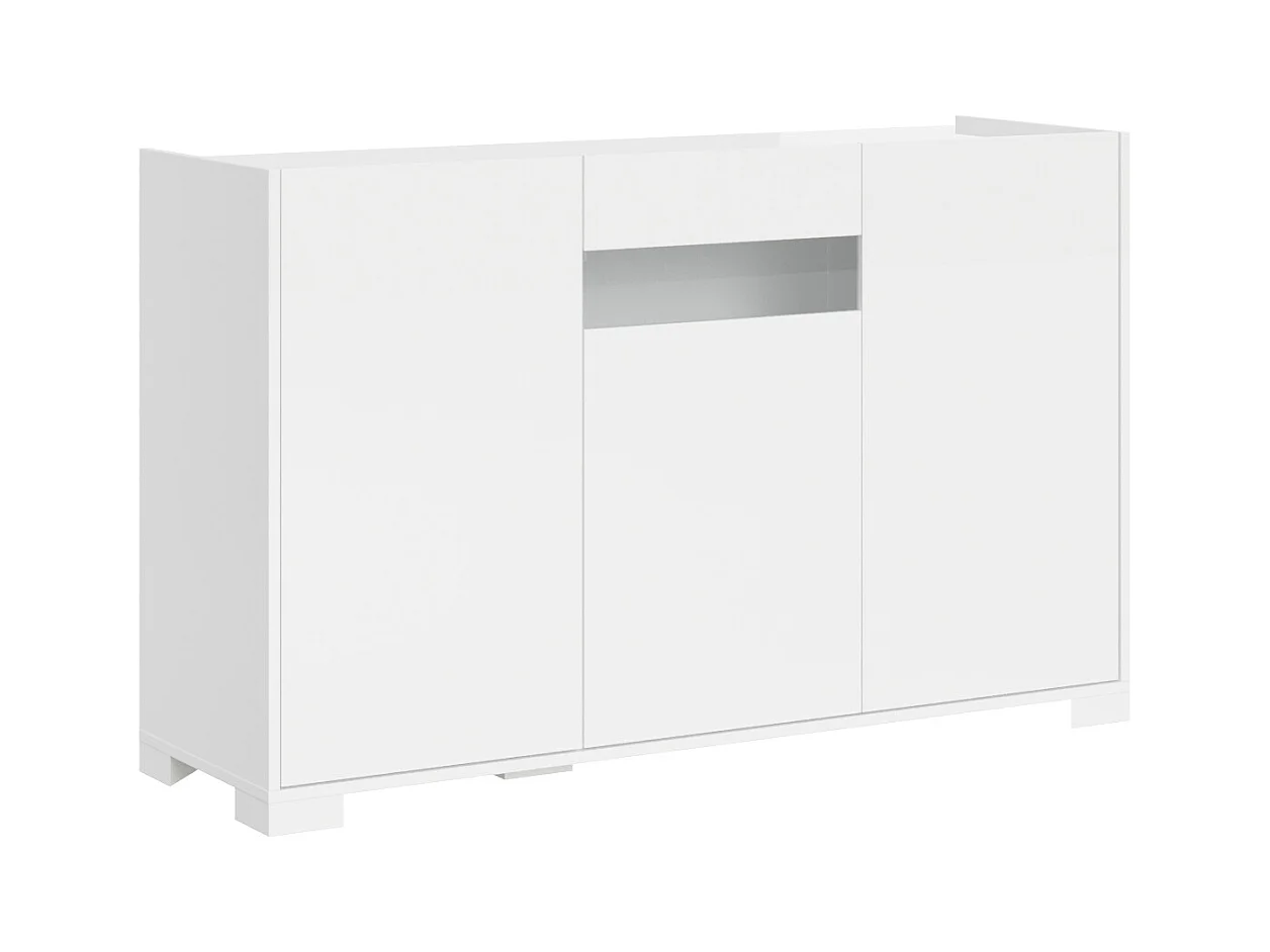 Buffet bas 3 portes 130x40x81 cm Riflesso blanc brillant