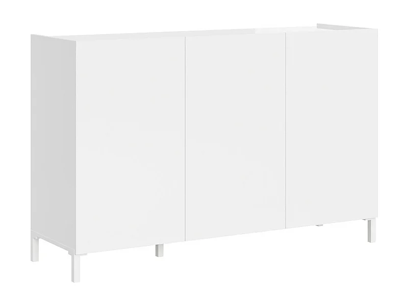 Buffet bas 3 portes 130x40x84 cm Solaria blanc brillant